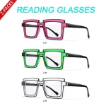3 Pairs Oversize Reading Glasses Women Trendy Square Fashion Transparent Magnification Eyewear Glasses +150 +200