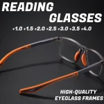 Fashion TR90 Reading Glasses for Men Spring Leg Sports Glasses Anti Blue Light Glasses +100 ~+400 3