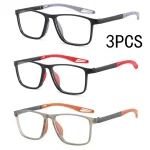 3PCS Fashion Classic Business Reading Glasses Men Square Frame Readers Eyewear Ultra Light Lens Glasses +1.0 To 4.0