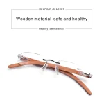 2 Pack Natural Wood Temple Rimless Reading Glasses for Men Women Frameless Lightweight Eyeglasses 3