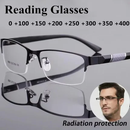 Men Reading Glasses Retro Business Glasses Anti Blue Light Reading Glasses 0 +1.0 To +4.0 Glasses