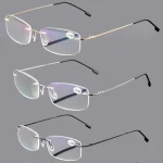 Blue Light Blockin Ultralight Memory Titanium Rimless Reading Glasses Men&Women Eyeglasses +1.0 +1.5 +2.0