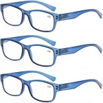 3 Pack Reading Glasses Men, Male Readers Eyeglasses, with Spring Hinges Vintag Square Frame 4
