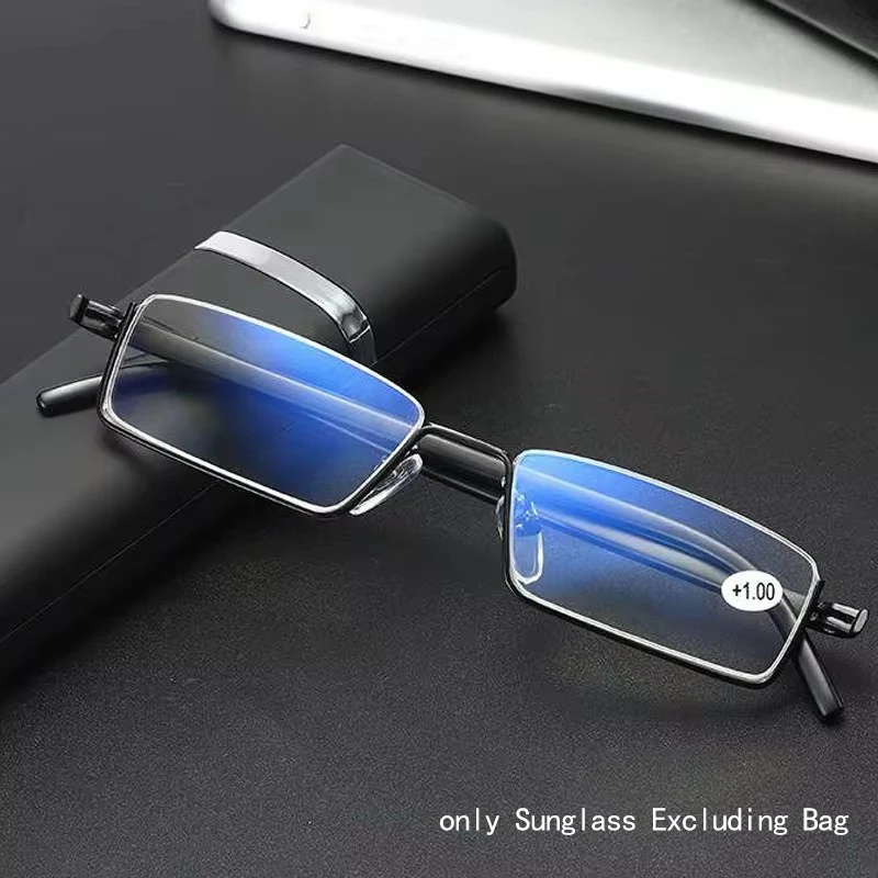 Metal Anti-Blue Light Reading Glasses Men Half Frame Eyeglasses Male Reading Glasses