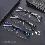 3PCS Blue Light Blocking Reading Glasses Men Half-frame Glasses Business Male Eyeglasses With Grade +100