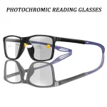 3 Pairs Reading Glasses Photochromic Classic Square Far Sight Glasses Anti Blue Light Blocking Ultralight Eyewear 3