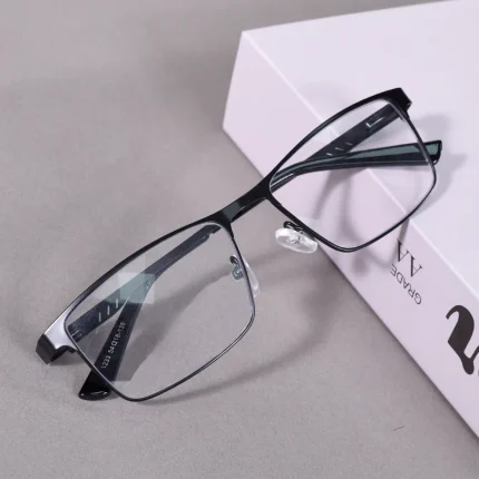 Anti Blue Light Reading Glasses Men High Quality Full-frame Diopter Glasses Business Male Eyeglasses +100+200 2