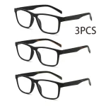 3PCS 3 Pairs Fashion Square Frame Blue Light Blocking Reading Glasses for Women & Men 2