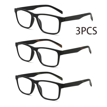 3PCS 3 Pairs Fashion Square Frame Blue Light Blocking Reading Glasses for Women & Men 2