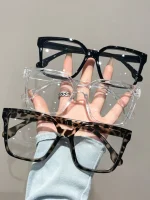 1Pc/2Pcs/3Pcs/4Pcs Elegant, Simple and Stylish Geometric Glasses with Transparent Lenses, Suitable for Daily Office Reading