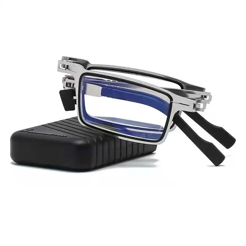 Metal Folding Reading Glasses Portable Ultra Light Anti Blue Light Lens Glasses Men\\\'s Rectangular Eyeglasses Eyewears Metal Folding Reading Glasses Portable Ultra Light Anti Blue Light Lens Glasses Men\\\'s Rectangular Eyeglasses Eyewears