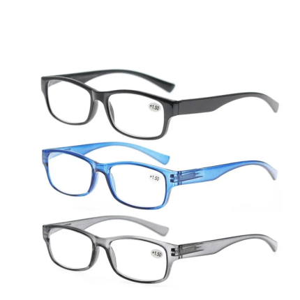 3 Pack Reading Glasses Men, Male Readers Eyeglasses, with Spring Hinges Vintag Square Frame