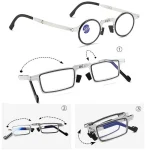 Portable Unisex Folding Reading Glasses Full Metal Frame Anti Blue Light Blocking for Men Women Eyeglasses with Case 5