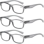 3 Pack Reading Glasses Men, Male Readers Eyeglasses, with Spring Hinges Vintag Square Frame 3