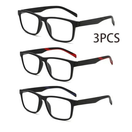 3PCS 3 Pairs Fashion Square Frame Blue Light Blocking Reading Glasses for Women & Men