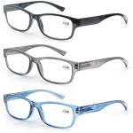 3 Pack Reading Glasses Men, Male Readers Eyeglasses, with Spring Hinges Vintag Square Frame 5