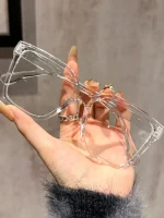 1Pc/2Pcs/3Pcs/4Pcs Elegant, Simple and Stylish Geometric Glasses with Transparent Lenses, Suitable for Daily Office Reading 4