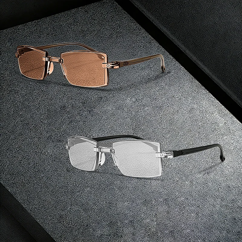 2 Pairs of Frameless Anti Blue Light Reading Glasses, Lightweight and Fatigue Resistant