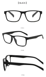 3PCS 3 Pairs Fashion Square Frame Blue Light Blocking Reading Glasses for Women & Men 5