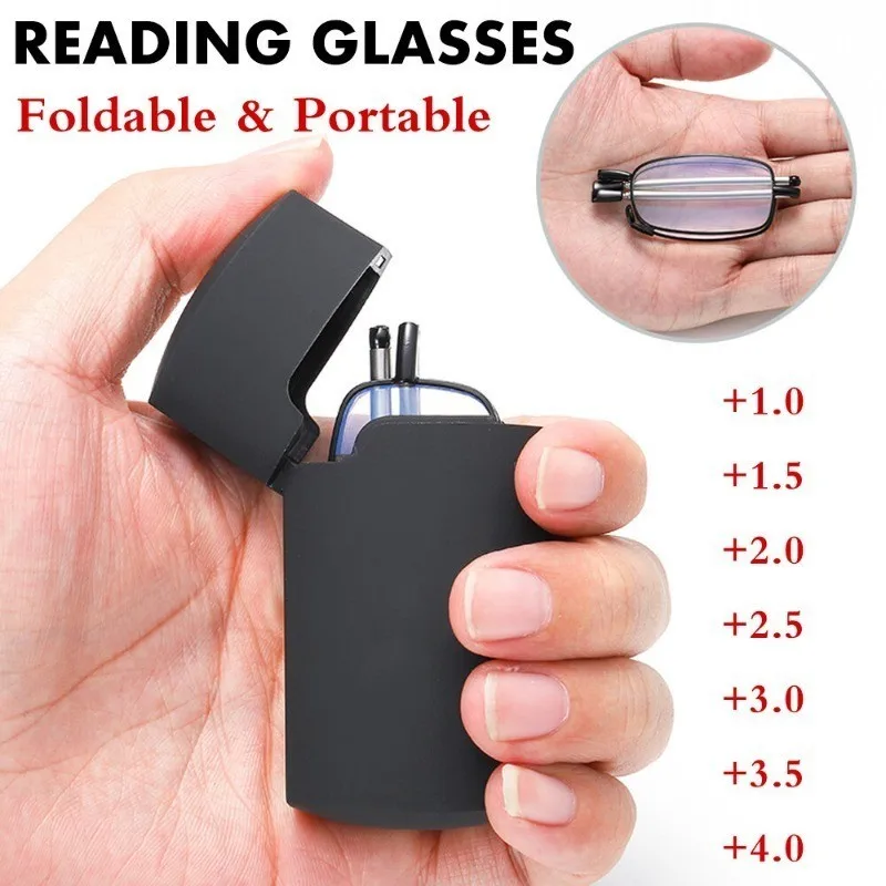 Gift Case Foldable Reading Glasses +1.00 to +4.00 Strength Men Women Anti Blue Light Eyewear