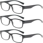 3 Pack Reading Glasses Men, Male Readers Eyeglasses, with Spring Hinges Vintag Square Frame 2