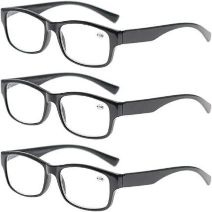 3 Pack Reading Glasses Men, Male Readers Eyeglasses, with Spring Hinges Vintag Square Frame 2