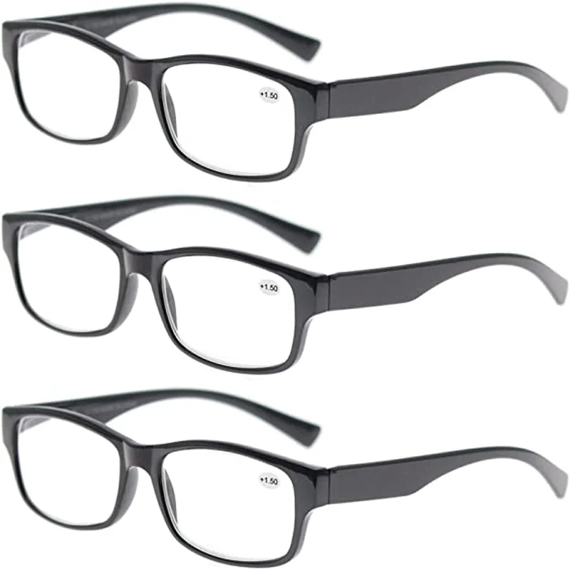 3 Pack Reading Glasses Men, Male Readers Eyeglasses, with Spring Hinges Vintag Square Frame 2