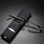 Metal Anti-Blue Light Reading Glasses Men Half Frame Eyeglasses Male Eyewear With Case +1.0 1.5 2.0 2.5 3.0 3.5 4.0